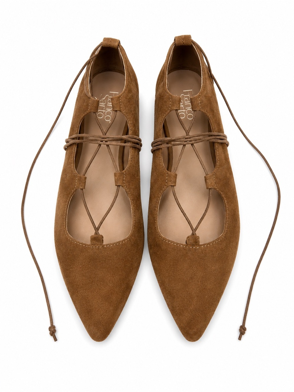 Mossimo Supply Co. Brown Suede Lace-Up Ballet Flats - Pointed Toe Shoes. Size: 6